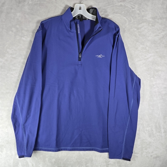 Greyson Golf 1/4 Zip Large L Blue Quarter Zip Performance Golf Pullover Logo - Picture 1 of 12